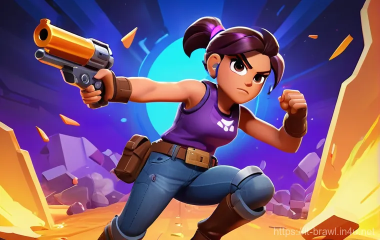 브롤스타즈 캐릭터 밸런스 패치 내역 - **Prompt: Shelly's Super Shotgun Impact**
    "A dynamic and vibrant illustration featuring Shelly, ...