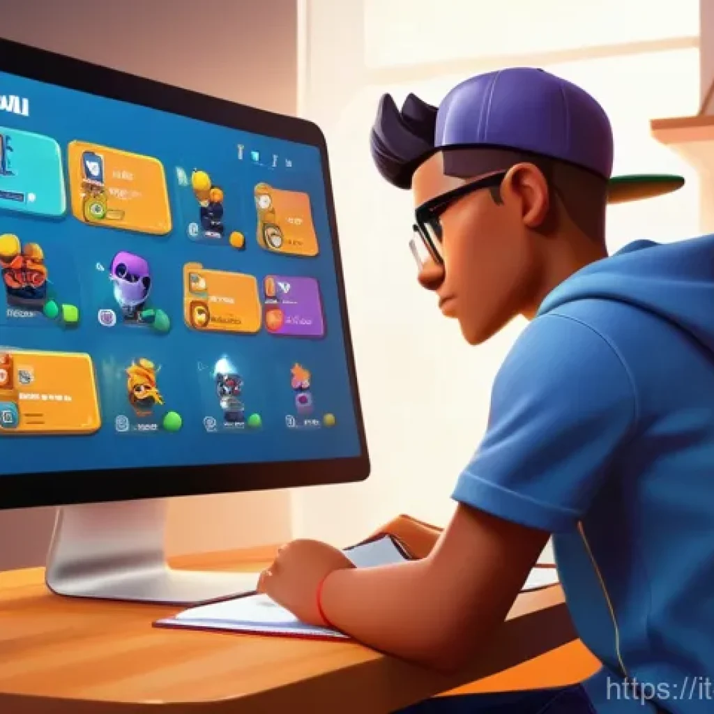 브롤스타즈 일일 임무 최적 완료법 - A vibrant, game-art style illustration depicting a focused young adult, dressed in comfortable, casu...