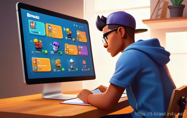 브롤스타즈 일일 임무 최적 완료법 - A vibrant, game-art style illustration depicting a focused young adult, dressed in comfortable, casu...