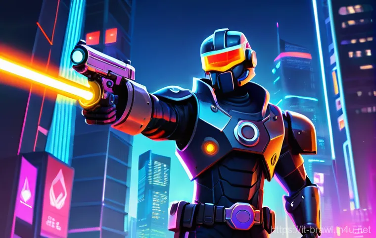 브롤스타즈 스킨 목록 및 출시 일정 - **Prompt for Colt Cyberpunk:**
"A full-body illustration of Colt from Brawl Stars, depicted in h...