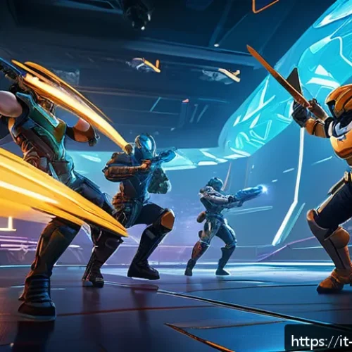 브롤스타즈 업데이트 소식 - A dynamic and strategic battle scene in a colorful, futuristic arena featuring diverse brawlers enga...